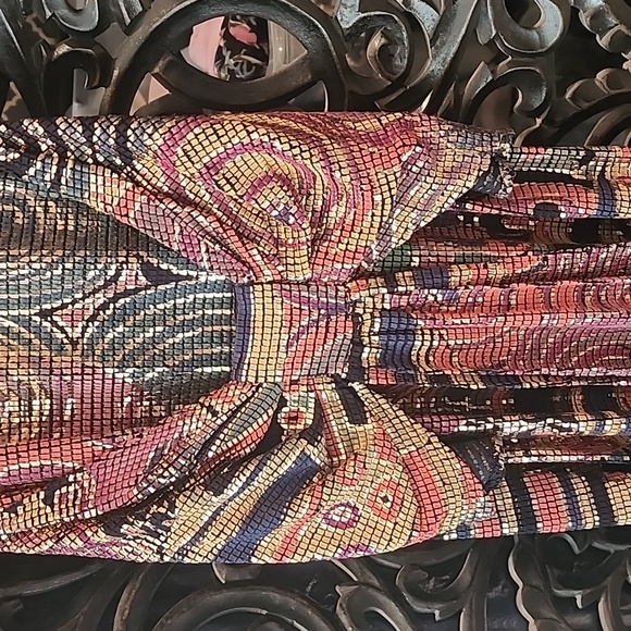 🔥Janine of London Metallic Mosaic + Gold Dress Sz Small Made in Italy 🇮🇹 - Picture 4 of 16